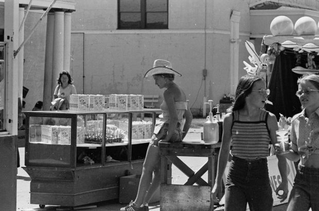 Girl at concession stand, 1976